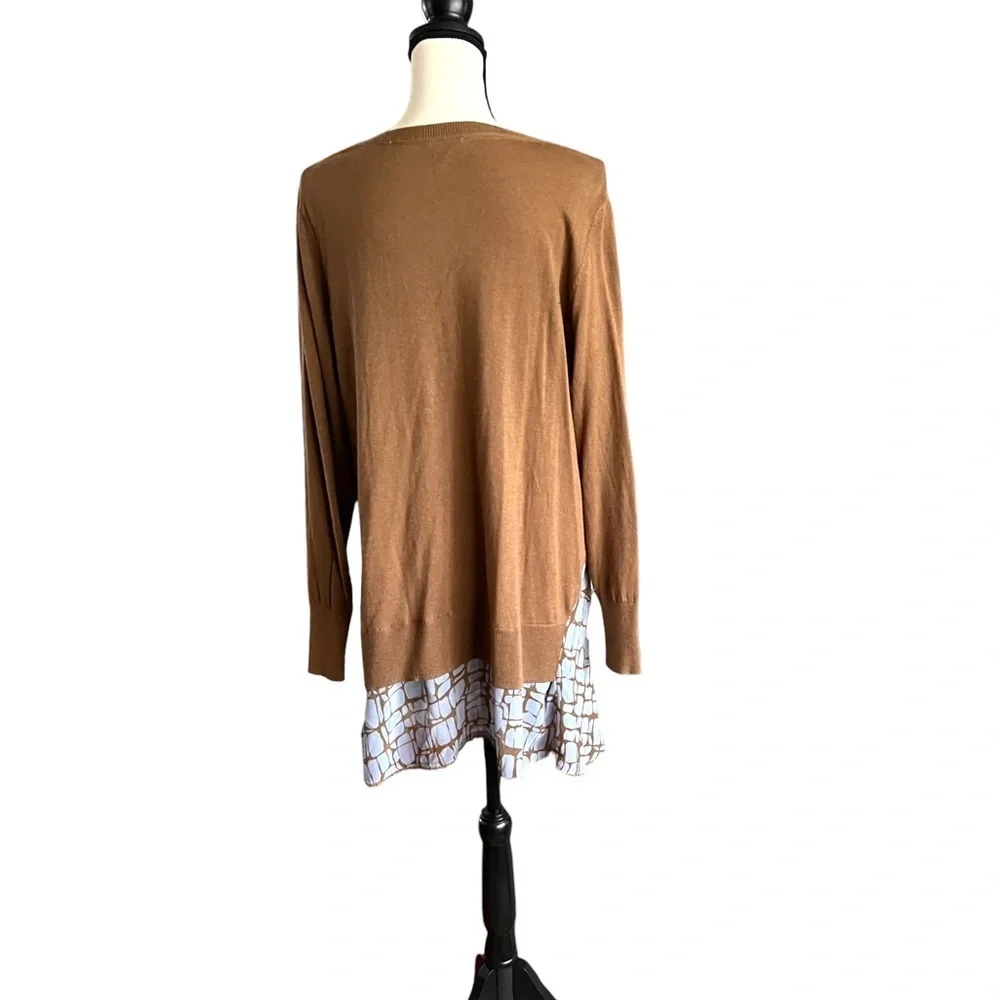 LOGO By Lori Goldstein Mocha Lakenlook Boho Cashmere Blend sweater